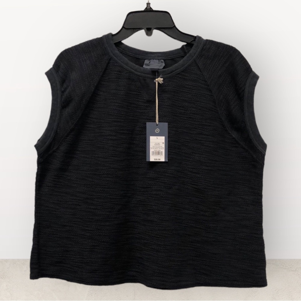 Universal Thread thicker charcoal textured crop 100% cotton tank‎ top